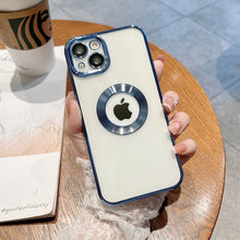 Load image into Gallery viewer, Luxury Transparent Plating Logo Hole Case for iPhone.