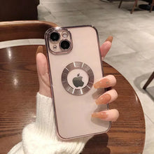 Load image into Gallery viewer, Luxury Transparent Plating Logo Hole Case for iPhone.