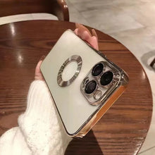 Load image into Gallery viewer, Luxury Transparent Plating Logo Hole Case for iPhone.