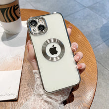 Load image into Gallery viewer, Luxury Transparent Plating Logo Hole Case for iPhone.