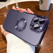 Load image into Gallery viewer, Luxury Transparent Plating Logo Hole Case for iPhone.